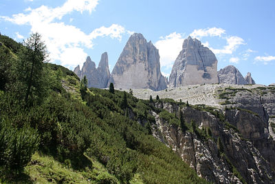 Panoramic view of landscape and mountains against sky