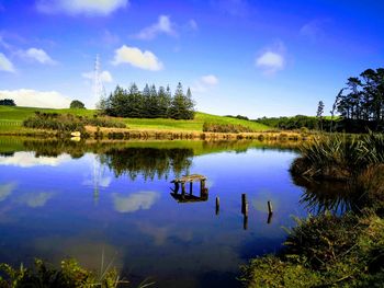 Scenic view of lake against sky