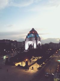 City lit up at night