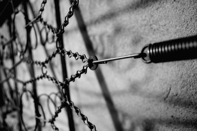 Close-up of barbed wire fence