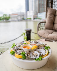 Close-up of food on table