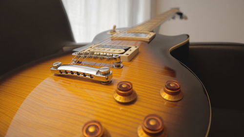 High angle view of guitar