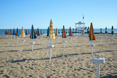 Scenic view of beach against clear sky