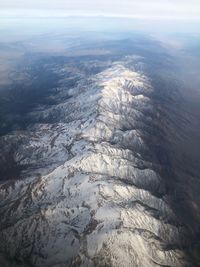 High angle view of land against sky