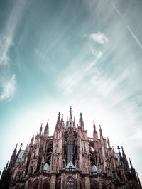 Low angle view of temple building against sky