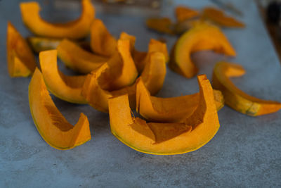 Close-up of pumpkin on table