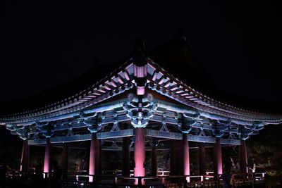 Low angle view of illuminated built structure