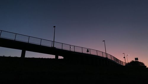 Low angle view of bridge against sky during sunset