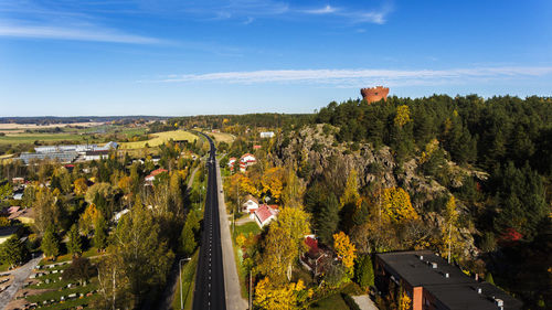 Aerial view of road through salo