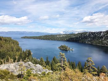 Scenic view of lake against sky