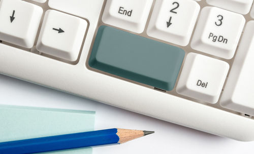 High angle view of computer keyboard