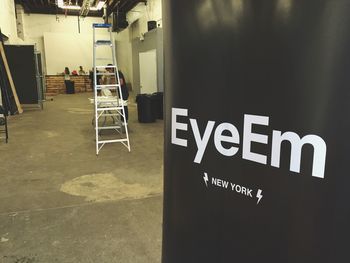 Information sign in front of building