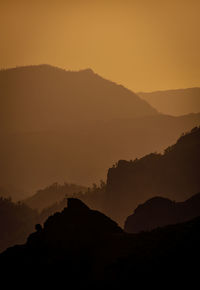 Sunset at pico de las nieves, gran canaria