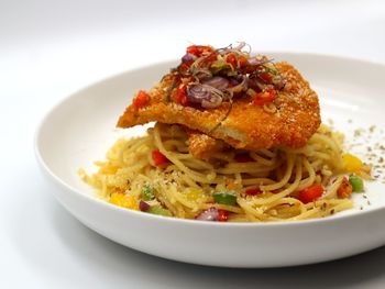 Close-up of pasta in plate