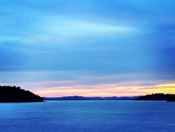 Scenic view of sea against sky at sunset