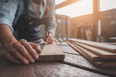 Man working on table