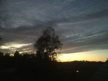 Silhouette trees against sky during sunset