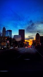 City street against blue sky