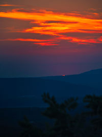 Scenic view of sea against romantic sky at sunset