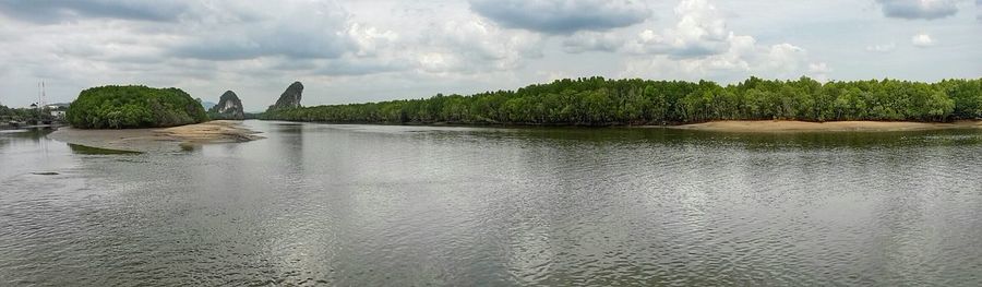 Scenic view of sea against cloudy sky