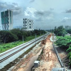 Railroad track against sky