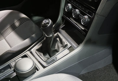 High angle view of gearshift in car