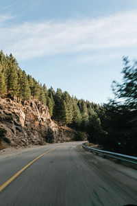 Road amidst trees against sky