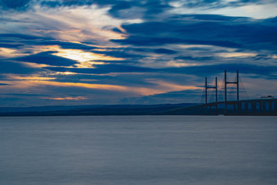 Scenic view of sea against dramatic sky