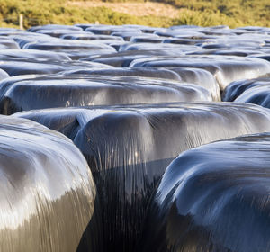 High angle view of water flowing in river