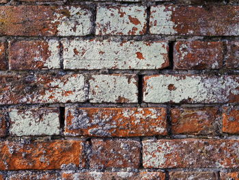 Surface of old brick wall close up