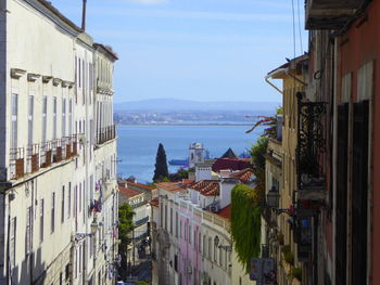 High angle view of buildings in city