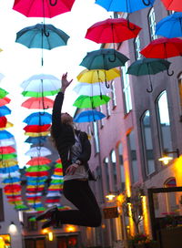 Low angle view of colorful lanterns