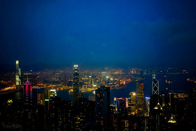 City lit up at night