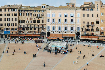 High angle view of people in siena square