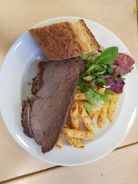 High angle view of meal served in plate