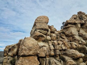 Low angle view of stack of sculpture