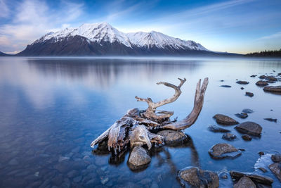 Scenic view of lake against sky