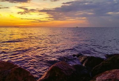 Scenic view of sea during sunset