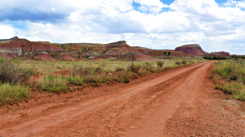 Road by landscape against sky