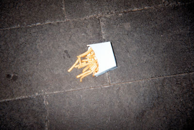 High angle view of sign on floor