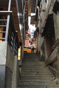 View of stairs along buildings
