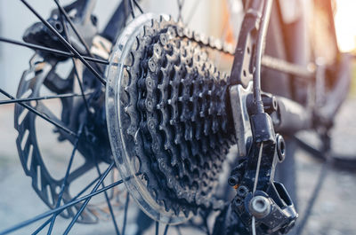 Bicycle sprocket on the rear wheel of the bike