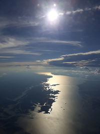 Scenic view of sea against sky on sunny day