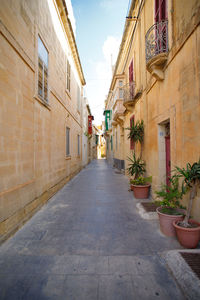 Characteristic alley of ir-rabat, gozo, malta, super-wide angle