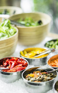 Close-up of food served in bowl on table