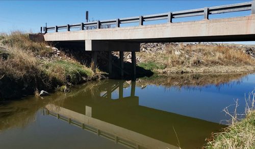 Bridge over river against sky