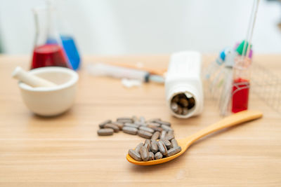 High angle view of tea on table