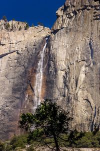 Scenic view of waterfall against sky