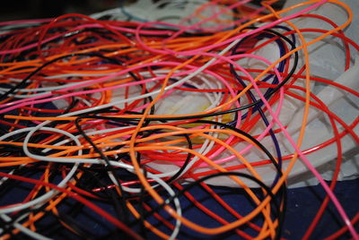 Close-up of colorful cables