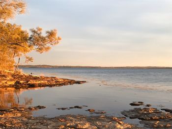 Scenic view of sea against sky during sunset